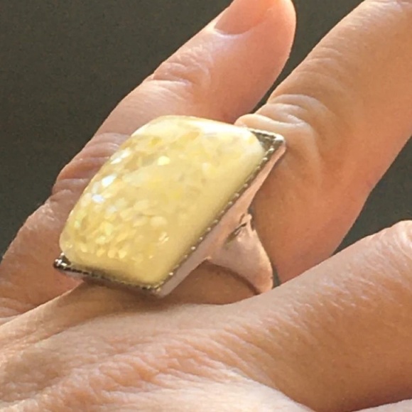 Vintage Estate Emerald Cabochon Genuine Natural Fire Agate Statement Ring - Picture 7 of 12